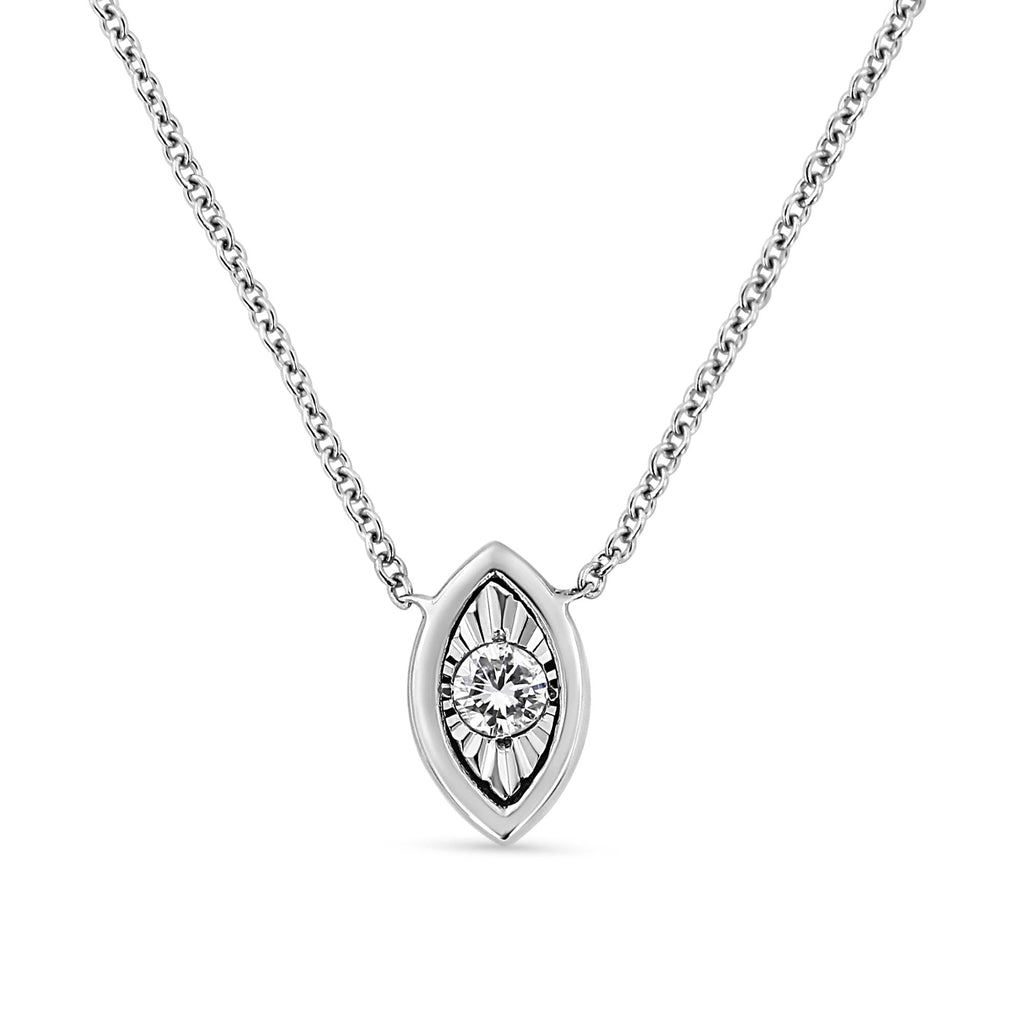 10K White Gold 1/10 Cttw Miracle Set Round-Cut Diamond 18" Pendant