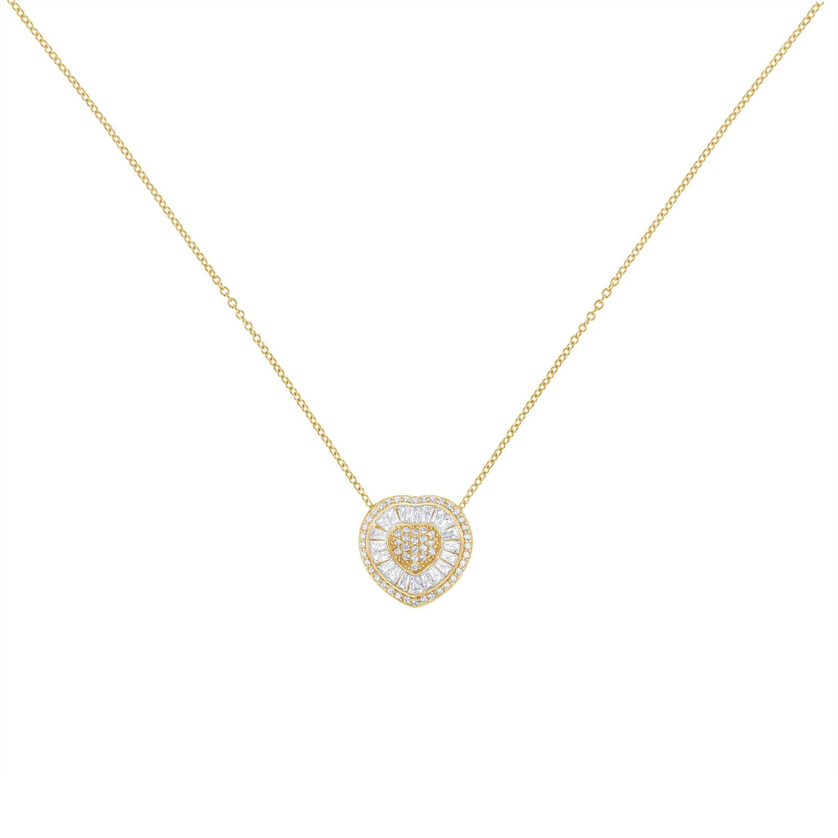 10KT Yellow Gold Diamond Heart Pendant Necklace (1/2 cttw, H-I Color,