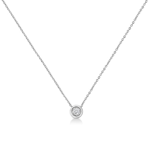 10K White Gold 1/10 Cttw Miracle Set Round-Cut Diamond 18" Pendant